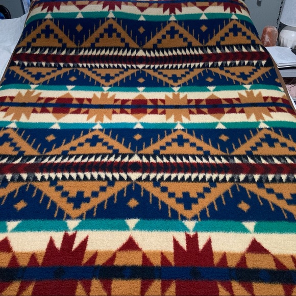 Vtg VUTEKS Blanket Throw in Aztec Western pattern. Yugoslavia 60x80 1980’s - Picture 1 of 7